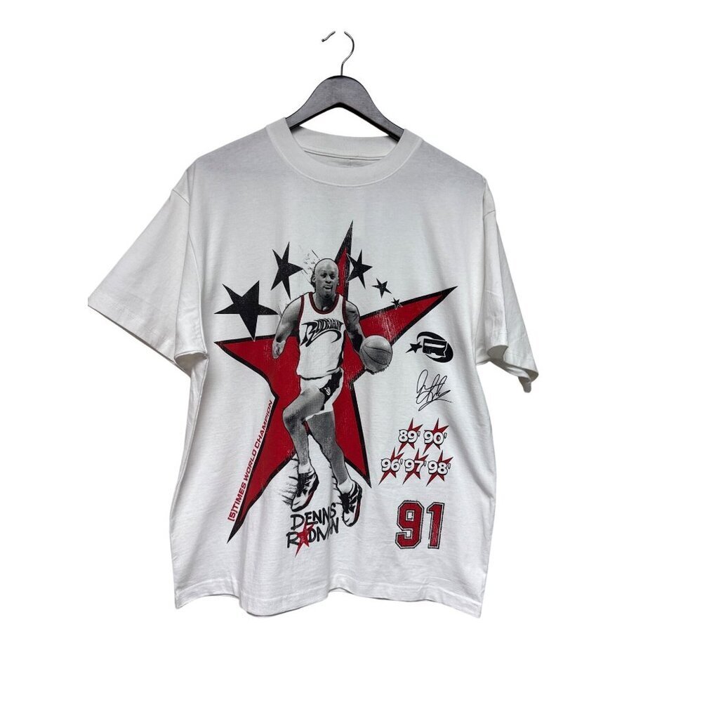 Dennis Rodman Apparel Men's T-Shirt Shirt Basketball Graphic White Medium NWOT